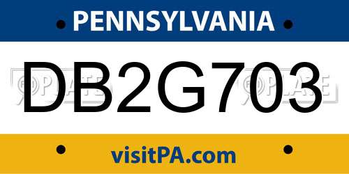 DB2G703 Pennsylvania License Plate
