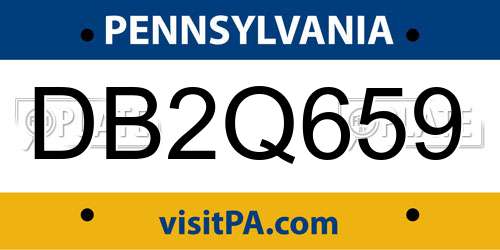 DB2Q659 Pennsylvania License Plate