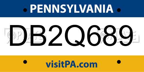 DB2Q689 Pennsylvania License Plate