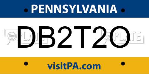 DB2T2O Pennsylvania License Plate