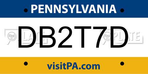 DB2T7D Pennsylvania License Plate