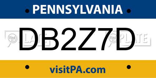 DB2Z7D Pennsylvania License Plate