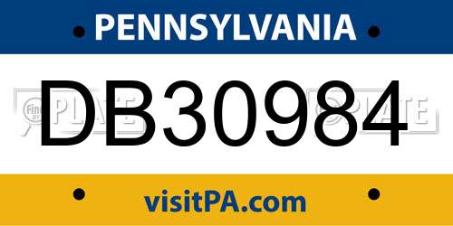DB30984 Pennsylvania License Plate