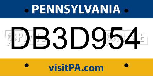 DB3D954 Pennsylvania License Plate