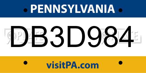 DB3D984 Pennsylvania License Plate
