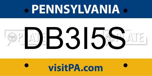 DB3I5S Pennsylvania License Plate