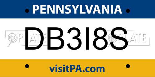 DB3I8S Pennsylvania License Plate