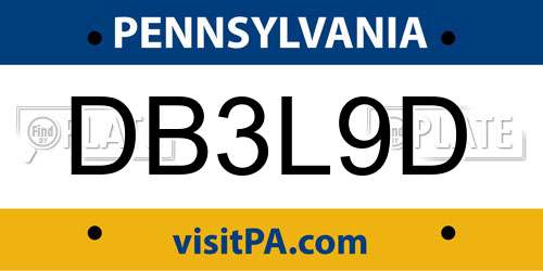 DB3L9D Pennsylvania License Plate
