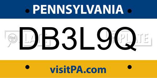 DB3L9Q Pennsylvania License Plate