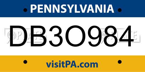 DB3O984 Pennsylvania License Plate
