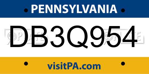 DB3Q954 Pennsylvania License Plate