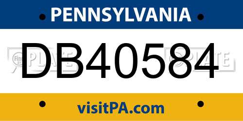DB40584 Pennsylvania License Plate
