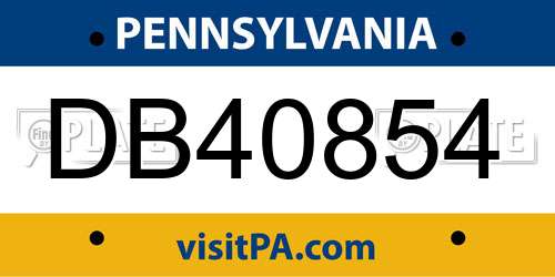DB40854 Pennsylvania License Plate
