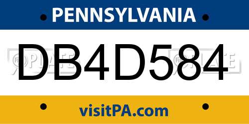 DB4D584 Pennsylvania License Plate