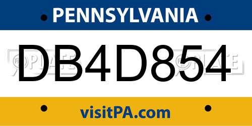 DB4D854 Pennsylvania License Plate