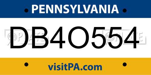 DB4O554 Pennsylvania License Plate
