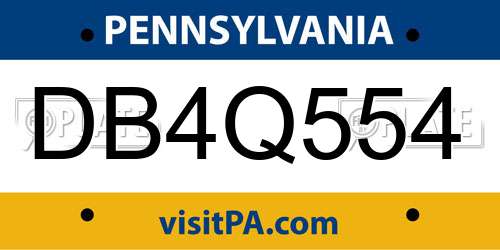 DB4Q554 Pennsylvania License Plate