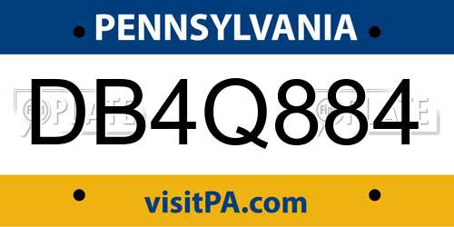 DB4Q884 Pennsylvania License Plate