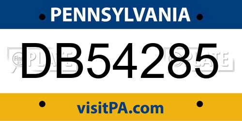 DB54285 Pennsylvania License Plate