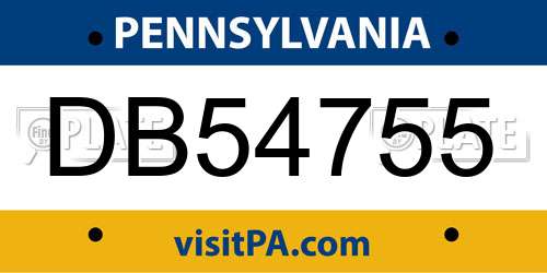 DB54755 Pennsylvania License Plate