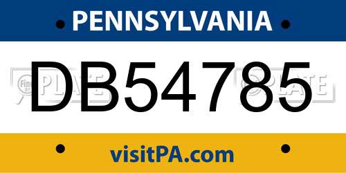 DB54785 Pennsylvania License Plate