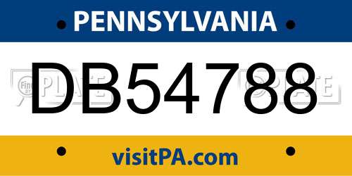 DB54788 Pennsylvania License Plate