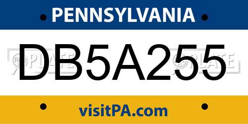 DB5A255 Pennsylvania License Plate