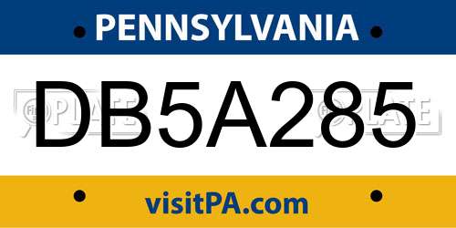 DB5A285 Pennsylvania License Plate