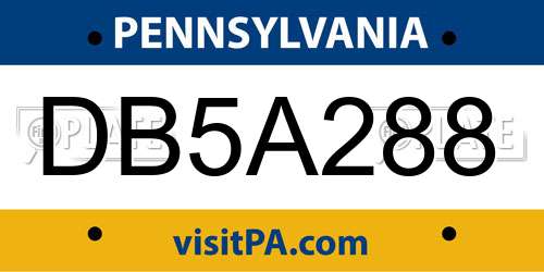 DB5A288 Pennsylvania License Plate