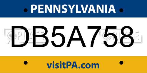 DB5A758 Pennsylvania License Plate