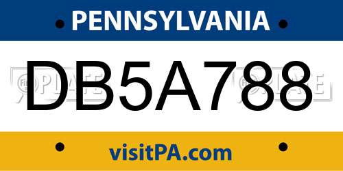 DB5A788 Pennsylvania License Plate
