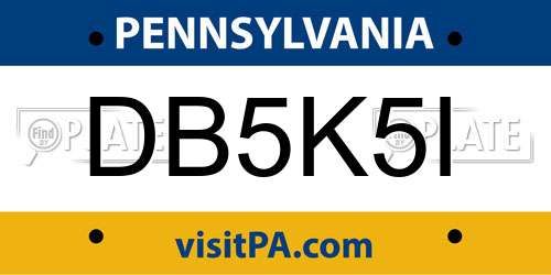 DB5K5I Pennsylvania License Plate