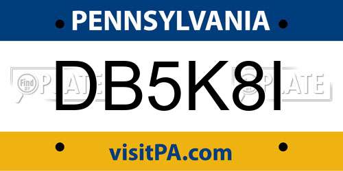 DB5K8I Pennsylvania License Plate