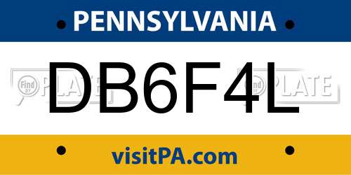 DB6F4L Pennsylvania License Plate