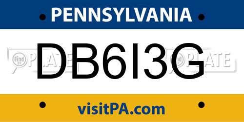 DB6I3G Pennsylvania License Plate