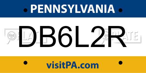 DB6L2R Pennsylvania License Plate