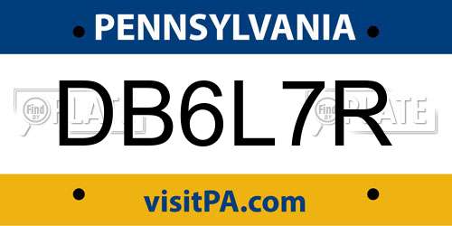 DB6L7R Pennsylvania License Plate