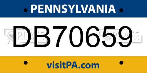 DB70659 Pennsylvania License Plate