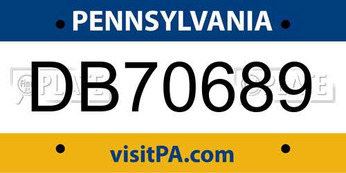 DB70689 Pennsylvania License Plate