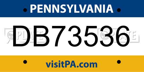DB73536 Pennsylvania License Plate