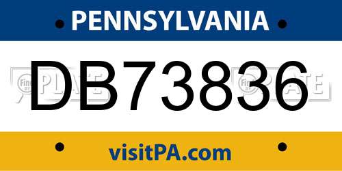 DB73836 Pennsylvania License Plate