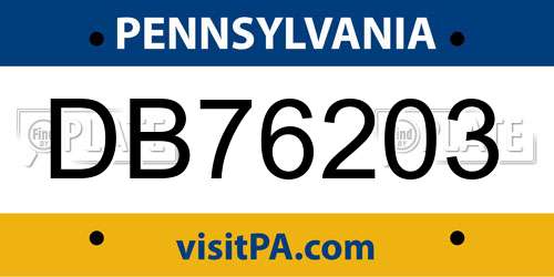 DB76203 Pennsylvania License Plate