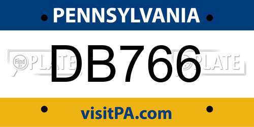 DB766 Pennsylvania License Plate