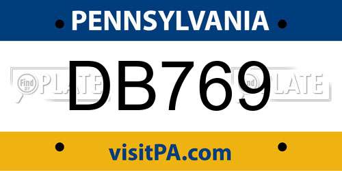 DB769 Pennsylvania License Plate