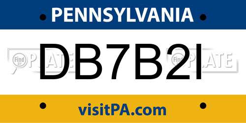DB7B2I Pennsylvania License Plate