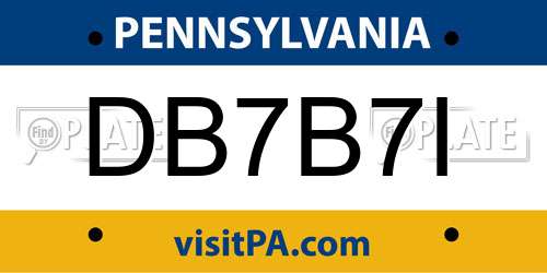 DB7B7I Pennsylvania License Plate