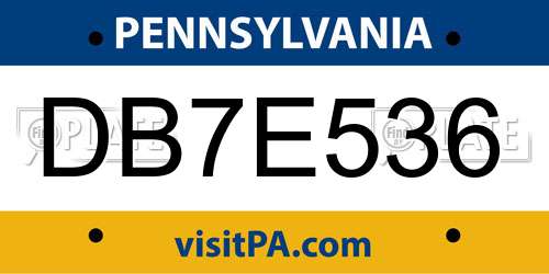 DB7E536 Pennsylvania License Plate