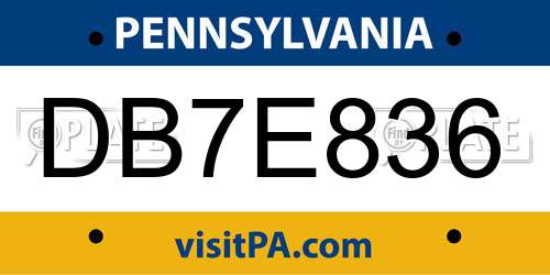 DB7E836 Pennsylvania License Plate