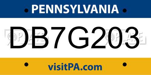 DB7G203 Pennsylvania License Plate