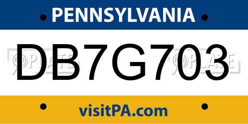 DB7G703 Pennsylvania License Plate